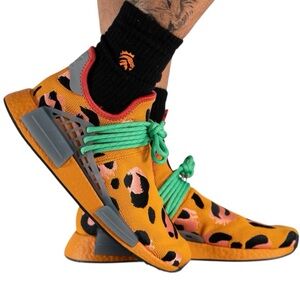 adidas Orange Leopard-Print Athletic Sneakers with Green Laces